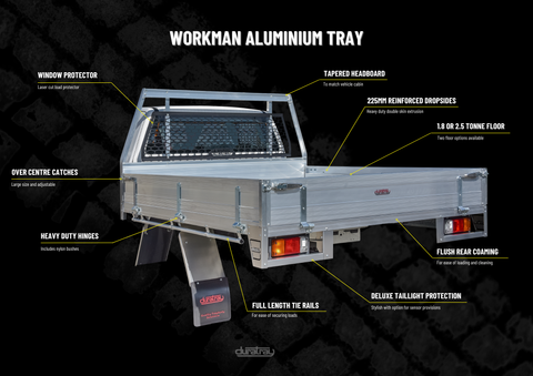 Workman Aluminium Tray - FROM $3,340.00 Plus Fitting
