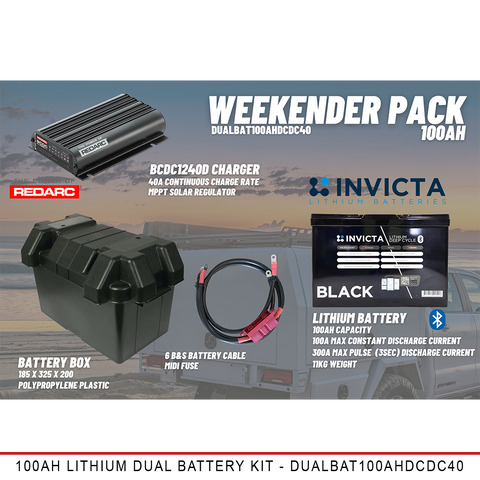 Weekender Pack - 100AH Lithium Dual Battery Kit