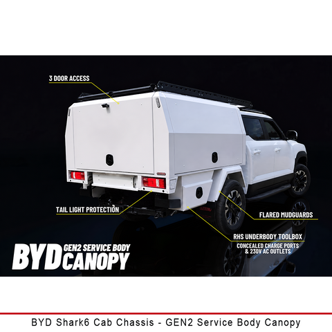 Gen2 Chassis Mount Service Body Canopy - Compatible with BYD Shark6 Cab Chassis