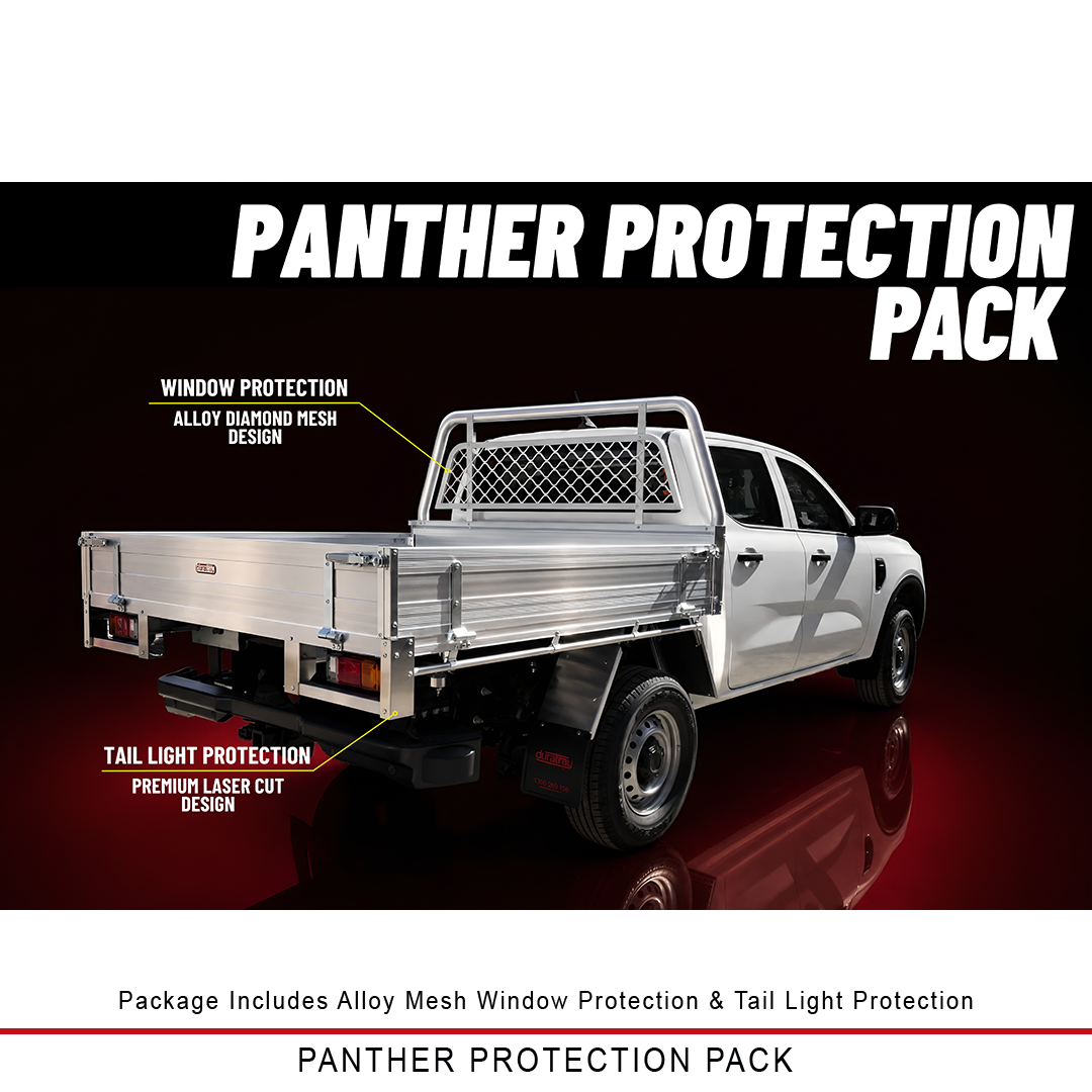 Duratray Panther Protection Pack installed on an Oz Panther Premium Alloy Tray for enhanced vehicle protection